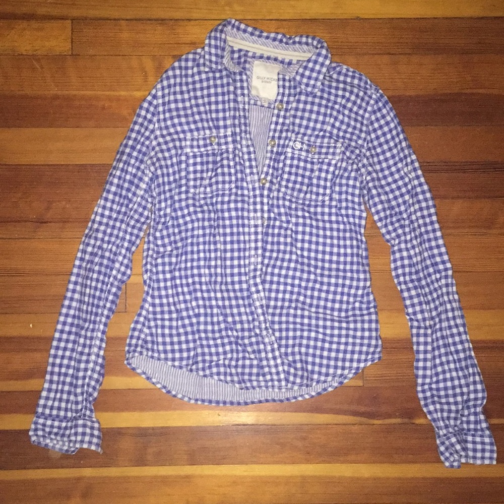 Gilly Hicks blue checkered button down shirt